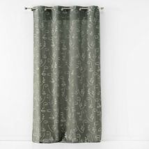 Rideau a oeillets 140 x 260 cm imprimé métallisé Artyline kaki/argent