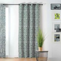 Rideau motifs ethniques Namibie - 140x240cm - Vert sapin