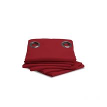 Moondream - Rideau Isolant Thermique et occultant couleur Rouge 140 x 260 cm