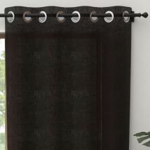 Rideau à oeillets pur coton 135x250 cm panama noir, par Soleil d'Ocre