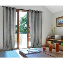 Linx - Rideau à oeillets effet chiné métallisé noir 140x250