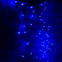 Silumen - Rideau lumineux 120LED IP44 2M 8 modes - câble transparent - Bleu