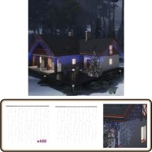 Rideau lumineux à glaçons LED 10m 400 LED Bleu 8 fonctions - Guirlandes Lumineuses - Rideau Lumineux - Décoration Noel - Lumières Led - Décoration
