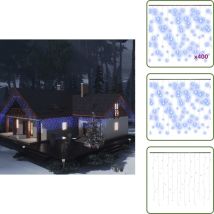 Rideau lumineux à glaçons led 10m 400 led Bleu 8 fonctions - Guirlandes Lumineuses - Rideau Lumineux - Décoration Noel - Lumières Led - Décoration