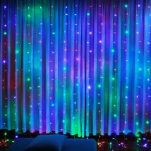 Silumen - Rideau lumineux de porte 180LED IP44 90x180cm, 8 modes + timer - câble transparent - MultiCouleur