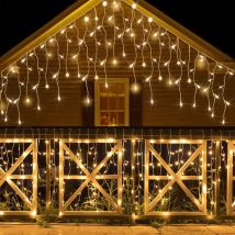 Beijiyi - Rideau lumineux extérieur, guirlande lumineuse extérieure 10 m 400 led, rideau lumineux intérieur étanche IP44 avec 8 modes, adapté pour