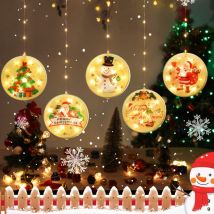 Rideau Lumineux Noël 1.5M 3D Pendentifs Motifs de Noël usb Eclairage de Noël Décoration Intérieur led Guirlande Lumineuse pour Balcon Terrasse