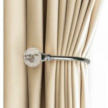 Rideau Metallique 2 Pack (Argent) Embrasses à Rideaux Crochets Murals u Métal Curtain Tiebacks