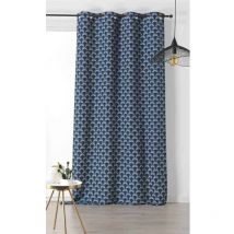 Rideau motif vintage bleu - 135x240cm - Bleu