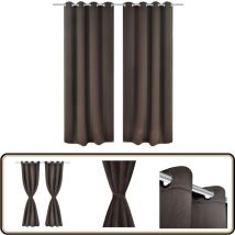 Rideau occultant 2 pcs et œillets métalliques 135x175 cm Marron - Rideaux Occultants - Rideaux Pour Fenêtres - Rideaux Décoratifs - Rideaux Brun