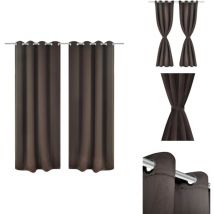 Rideau occultant 2 pcs et œillets métalliques 135x175 cm Marron - Rideaux Occultants - Rideaux Pour Fenêtres - Rideaux Décoratifs - Rideaux Brun