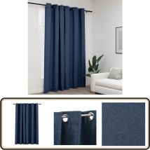 Rideau occultant Aspect de lin avec œillets Bleu 290x245 cm - Rideaux Occultants - Rideaux Bleus - Rideaux Lin - Décoration Intérieure - Intimité