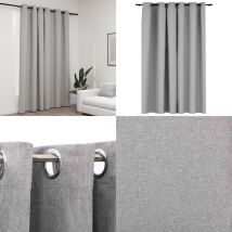 Rideau occultant Aspect de lin avec œillets Gris 290x245 cm - Rideaux Occultants - Rideaux Gris - Rideaux Lin - Rideaux Pour Salon - Rideaux Pour