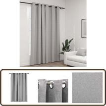 Rideau occultant Aspect de lin avec œillets Gris 290x245 cm - Rideaux Occultants - Rideaux Gris - Rideaux Lin - Rideaux Pour Salon - Rideaux Pour