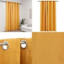 Rideau occultant Aspect de lin avec œillets Jaune 290x245 cm - Rideaux Occultants - Rideaux Jaunes - Rideaux Lin - Décoration Intérieure - Intimité