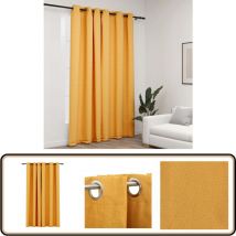 Rideau occultant Aspect de lin avec œillets Jaune 290x245 cm - Rideaux Occultants - Rideaux Jaunes - Rideaux Lin - Décoration Intérieure - Intimité