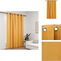 Rideau occultant Aspect de lin avec œillets Jaune 290x245 cm - Rideaux Occultants - Rideaux Jaunes - Rideaux Lin - Décoration Intérieure - Intimité