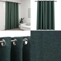 Rideau occultant Aspect de lin avec œillets Vert 290x245 cm - Rideaux Occultants - Rideaux Verts - Rideaux Lin - Décoration Intérieure - Intimité
