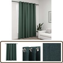 Rideau occultant Aspect de lin avec œillets Vert 290x245 cm - Rideaux Occultants - Rideaux Verts - Rideaux Lin - Décoration Intérieure - Intimité