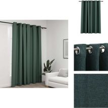 Rideau occultant Aspect de lin avec œillets Vert 290x245 cm - Rideaux Occultants - Rideaux Verts - Rideaux Lin - Décoration Intérieure - Intimité