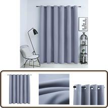 Rideau occultant avec anneaux en métal Gris 290x245 cm - Rideau Occultant - Rideau Gris - Rideau Pour Salon - Rideau Pour Chambre - Rideau Moderne