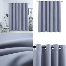 Rideau occultant avec anneaux en métal Gris 290x245 cm - Rideau Occultant - Rideau Gris - Rideau Pour Salon - Rideau Pour Chambre - Rideau Moderne