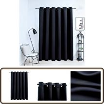 Rideau occultant avec anneaux en métal Noir 290x245 cm - Rideau Occultant - Rideau Noir - Rideau Pour Salon - Rideau Pour Chambre - Rideau Moderne