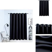 Rideau occultant avec anneaux en métal Noir 290x245 cm - Rideau Occultant - Rideau Noir - Rideau Pour Salon - Rideau Pour Chambre - Rideau Moderne
