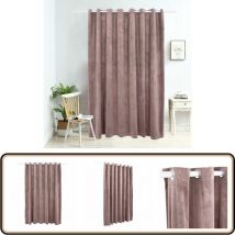 Rideau occultant avec anneaux en métal Velours Rose 290x245 cm - Rideau Velours - Rideau Occultant - Rideau Rose - Décoration Intérieure - Ameublement