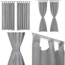 Rideau occultant avec boucles 2 pcs 140 x 225 cm Gris - Rideaux - Rideaux Décoratifs - Rideaux Gris - Rideaux Pour Salon - Rideaux Pour Chambre