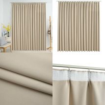 Rideau occultant avec crochets Beige 290x245 cm - Rideau Occultant - Rideau Beige - Rideau Salon - Rideau Chambre - Rideau Décoratif - Home & Living