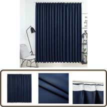 Rideau occultant avec crochets Bleu 290x245 cm - Rideau Bleu - Rideau Occultant - Rideau Décoratif - Rideau Salon - Rideau Chambre