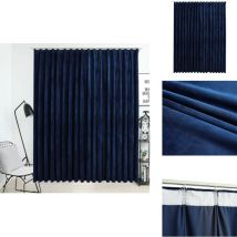 Rideau occultant avec crochets Velours Bleu foncé 290x245 cm - Rideau Velours - Rideau Bleu - Rideau Occultant - Décoration Intérieure - Salon