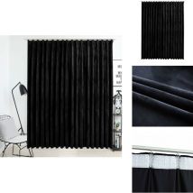 Rideau occultant avec crochets Velours Noir 290x245 cm - Rideau Velours - Rideau Occultant - Rideau Noir - Décoration Intérieure - Intimité