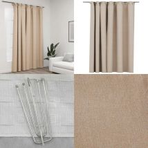 Rideau occultant d'aspect de lin avec crochets beige 290x245 cm - Rideaux Occultants - Rideaux Lin - Rideaux Beige - Décoration Intérieure - Intimité
