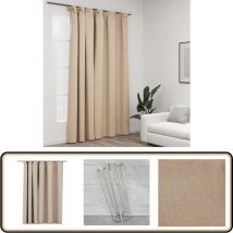 Rideau occultant d'aspect de lin avec crochets beige 290x245 cm - Rideaux Occultants - Rideaux Lin - Rideaux Beige - Décoration Intérieure - Intimité