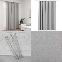 Rideau occultant d'aspect de lin avec crochets Gris 290x245 cm - Rideaux Occultants - Rideaux Gris - Rideaux Lin - Rideaux Pour Salon - Rideaux Pour