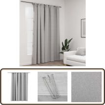Rideau occultant d'aspect de lin avec crochets Gris 290x245 cm - Rideaux Occultants - Rideaux Gris - Rideaux Lin - Rideaux Pour Salon - Rideaux Pour