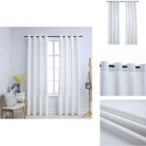 Rideau occultant et anneaux en métal 2pcs Blanc cassé 140x175cm - Rideaux - Rideaux Décoratifs - Rideaux Blancs - Rideaux Pour Salon - Rideaux Pour
