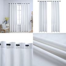 Rideau occultant et anneaux en métal 2pcs Blanc cassé 140x225cm - Rideaux - Rideaux Blancs - Décoration Intérieure - Intimité - Rideaux Pour Salon