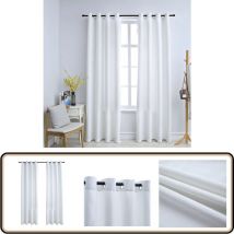 Rideau occultant et anneaux en métal 2pcs Blanc cassé 140x225cm - Rideaux - Rideaux Blancs - Décoration Intérieure - Intimité - Rideaux Pour Salon