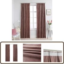 Rideau occultant et crochet 2pcs Velours Rose antique 140x175cm - Rideaux Velours - Rideaux Décoratifs - Rideaux Occultants - Rideaux Pour Salon