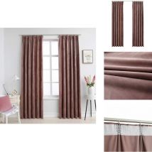 Rideau occultant et crochet 2pcs Velours Rose antique 140x175cm - Rideaux Velours - Rideaux Décoratifs - Rideaux Occultants - Rideaux Pour Salon