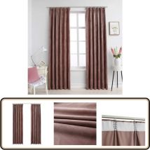 Rideau occultant et crochet 2pcs Velours Rose antique 140x225cm - Rideaux Velours - Rideaux Décoratifs - Rideaux Occultants - Rideaux Pour Salon