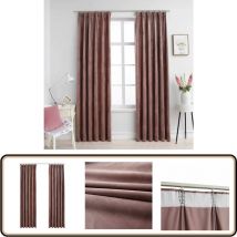 Rideau occultant et crochet 2pcs Velours Rose antique 140x245cm - Rideaux Velours - Rideaux Décoratifs - Rideaux Occultants - Rideaux Pour Salon