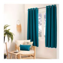 Rideau Occultant Court uni 140x180cm - 140x180cm - Bleu canard