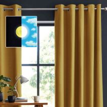 Rideau occultant à œillets jaune moutarde 140x280