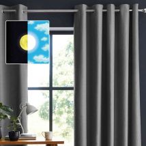 Rideau occultant à œillets anthracite 140x280 cm - Anthracite