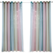 Rideau occultant pour chambre à coucher, rideau anti-bruit, isolation thermique, rideaux opaques avec motif (53"W x 63"H (134x160cm), arc-en-ciel)