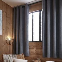 Terre De Nuit - Rideau occultant thermique à oeillets 140x180 Gris